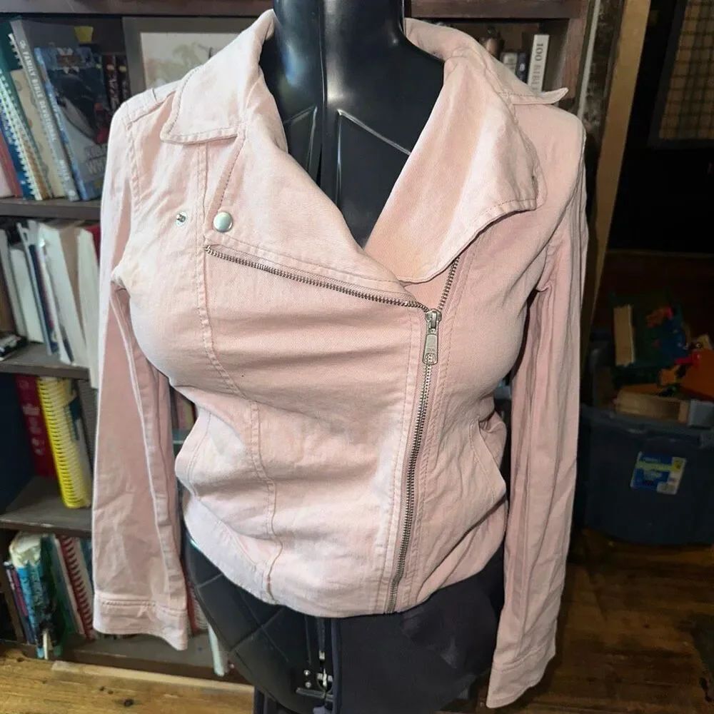 Old Navy blush pink elevated basics minimalist S moto jacket